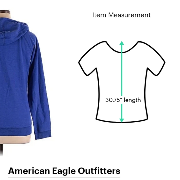 American Eagle Outfitters Pullover Hoodie Royal Blue & Graphic Design - Picture 3 of 4